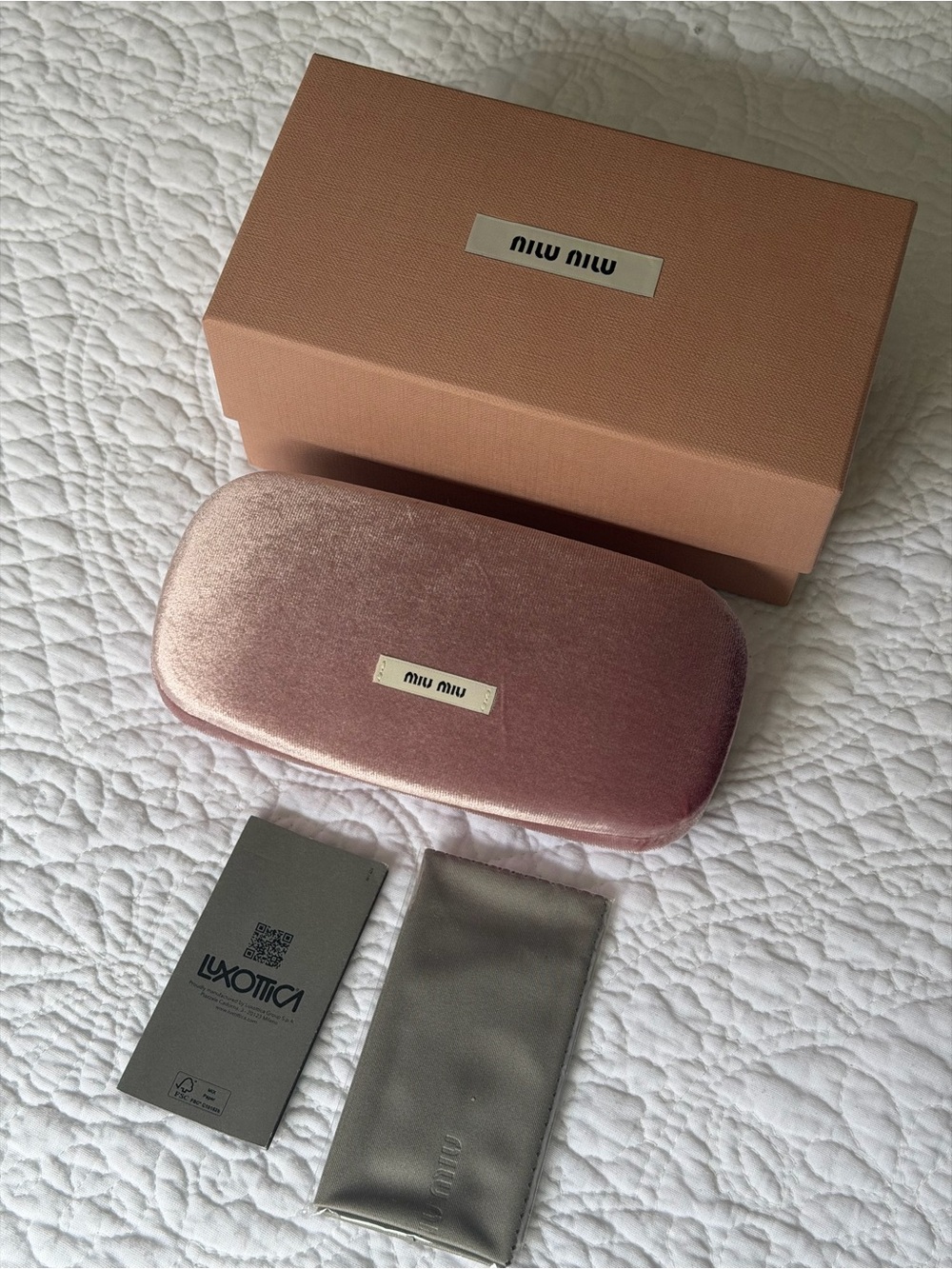 Miu Miu Blush Pink Velvet Sunglasses Case with Box